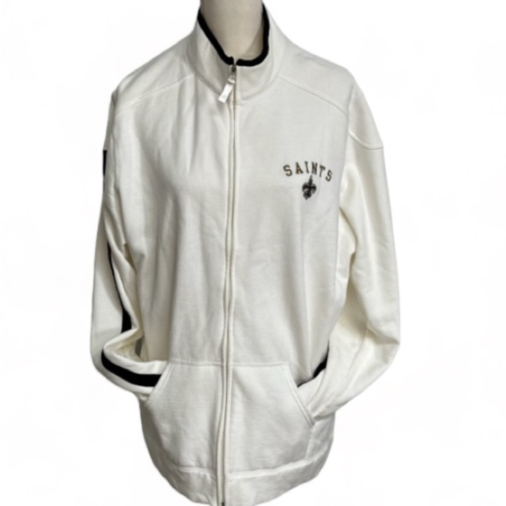 NEW NFL Saints Long Sleeve Zip Up Jacket With Pockets Womans Plus Size 2XL